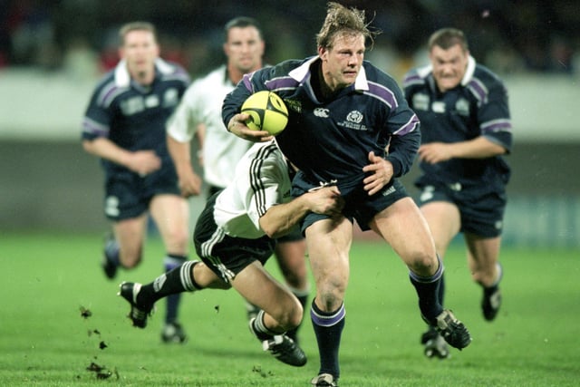 Galashiels-born Graham Shiel, now 50, was a member of 1990’s Five Nations squad but the Melrose player didn’t make the first of his 18 appearances for Scotland until October of the year after. Here he's in action during an away game against New Zealand Maori in 2000. (Photo: Jamie McDonald/Allsport)