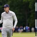 Matthew Fitzpatrick reacts after a putt on the 15th hole during the final round of the U.S. Open golf tournament at The Country Club, Sunday, June 19, 2022, in Brookline, Mass. (AP Photo/Julio Cortez)