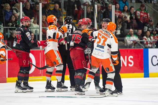 Tussle time during Cardiff v Steelers