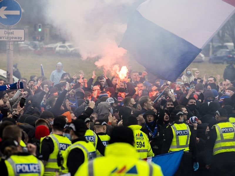 Rangers fans pre match during a Scottish Premiership match between Rangers and St Mirren at Ibrox Stadium, on March 06, 2021, in Glasgow, Scotland. (Photo by Craig Williamson / SNS Group)