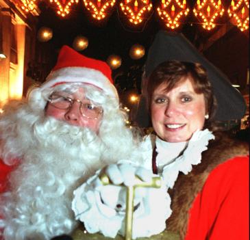 A special visit from Santa in Doncaster town centre. Deputy Mayor Cllr Jean Elwick. 1997.