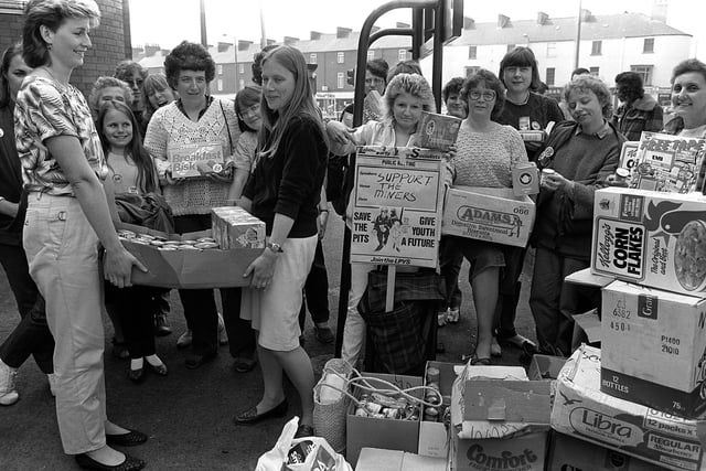 Food parcels handed in at Hall Cross Comprehensive School, Doncaster during the miner's strike in May 1984