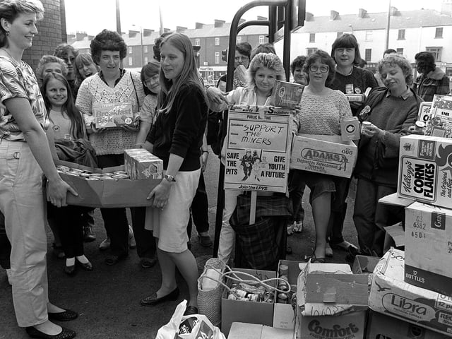 Food parcels handed in at Hall Cross Comprehensive School, Doncaster during the miner's strike in May 1984