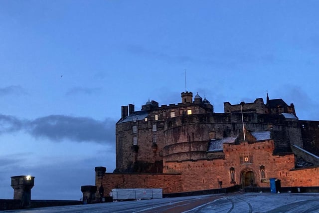 Edinburgh Castle's esplanade was coated with a sprinkling of snow this morning, as captured by Duncan Fraser, one of the officers stationed in the garrison there.