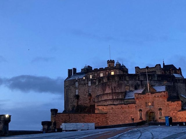 Edinburgh Castle's esplanade was coated with a sprinkling of snow this morning, as captured by Duncan Fraser, one of the officers stationed in the garrison there.