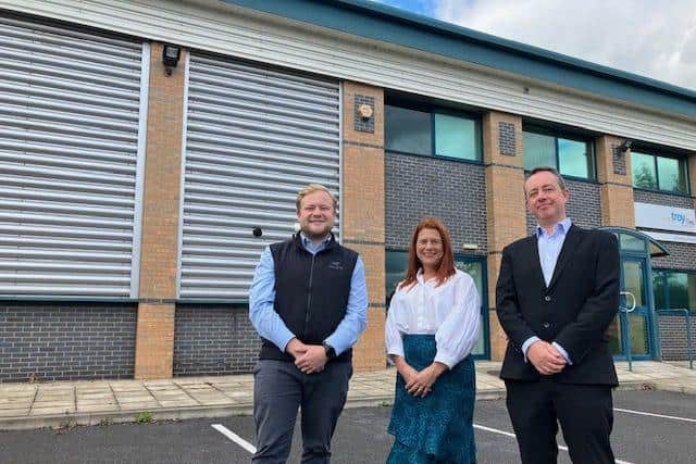 New HQ - Knight Frank’s Harry Orwin-Allen joins Sheffmed managing director Sonia Hobson and Wake Smi