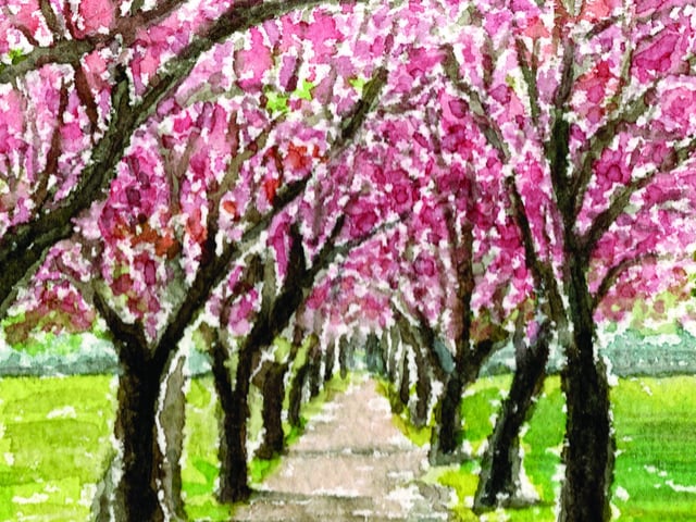 The year started so innocently. I was full of enthusiasm for trying new ways to make art. This watercolour was an experiment in not using black ink.