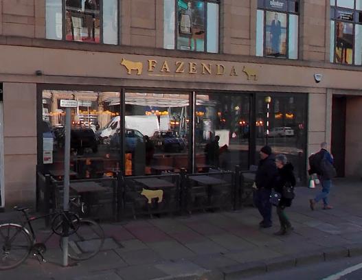 Fazenda Rodizio Bar and Grill, at 102 George Street, EH2 3DF, has a rating of 4.5 from 811 reviews.