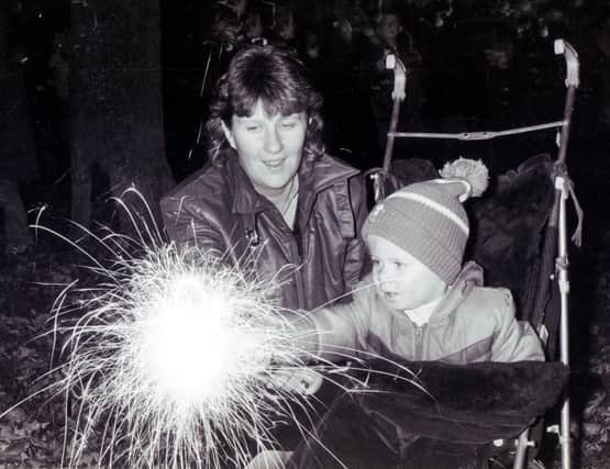 Carol and Christopher Barlow at Hillsborough Park Bonfire, November 1984