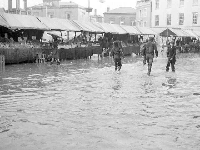 The marketplace as completely underwater in 1973 - can you remember it?