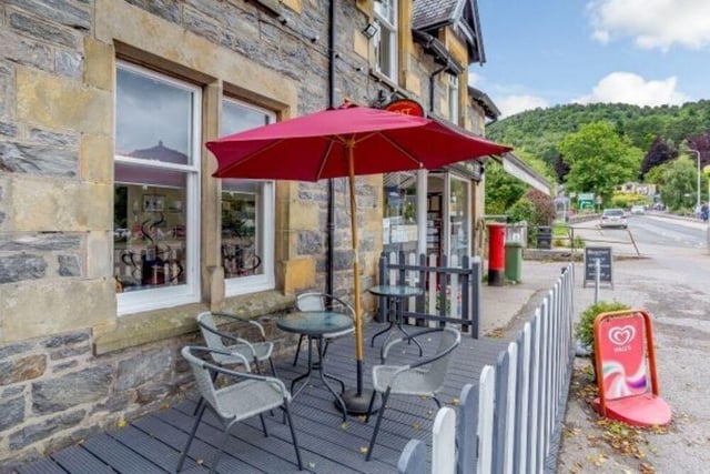 There are table outside the tearoom for customers to enjoy the views of the village.