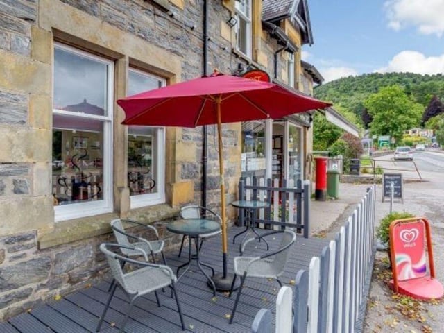 There are table outside the tearoom for customers to enjoy the views of the village.