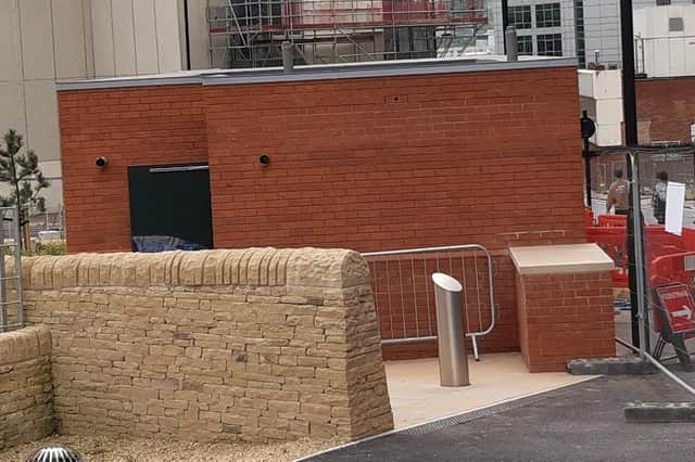PIcture shows a view of Sheffield's new public toilets from Rockingham Street, as the latest update on the scheme is unveiled