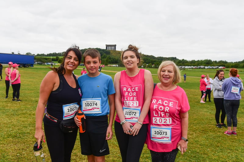 l-r Toni Oliver, Dylan Lisle, Sophie Roxby and Karen Roxby at The Race for Life at Herrington Country Park, on Sunday.