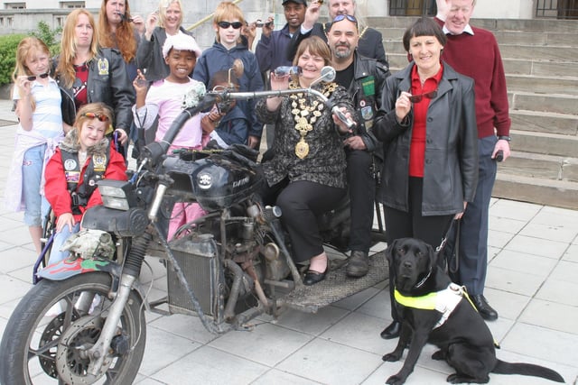 Chesterfield Mayor Chris Ludlow and friends launch their shades day in aid of guide dogs for the blind.