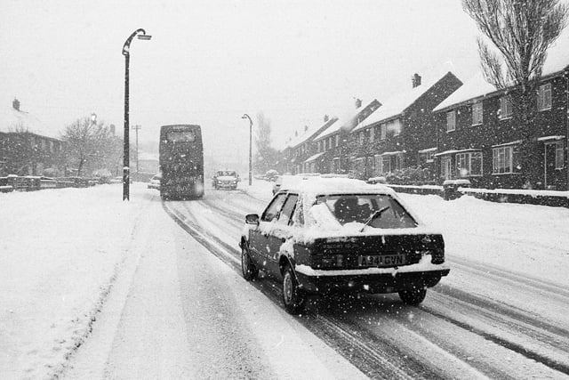 The snow was heavy in this Pennywell scene from February 1991.