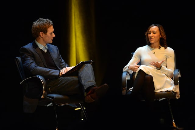 Dan Walker, the Sheffield-based BBC sports and news broadcaster, and Jess Ennis on stage at the end of her big year in An Audience with Jessica Ennis at Sheffield City Hall