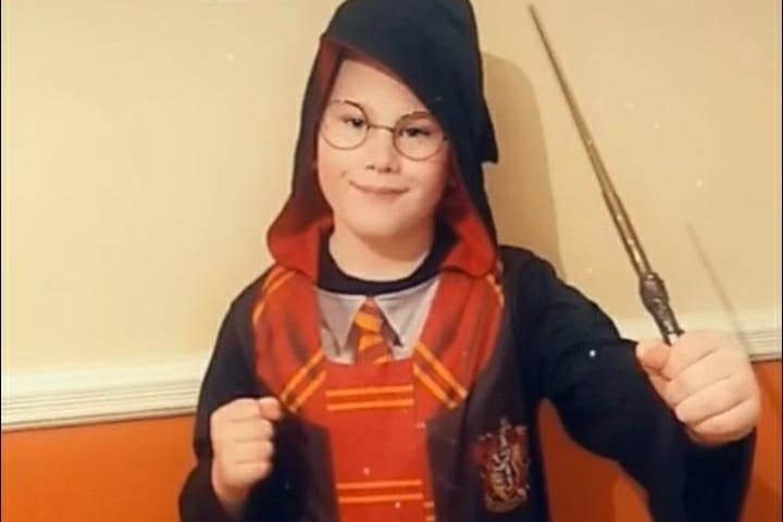 Liam, age 11, puts his wizardry skills to the test as Harry Potter.