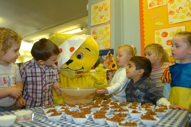 Pudsey was a big hit with the pupils when he visited St Bega's RC Primary School in Hartlepool for a baking session 15 years ago. Remember this?