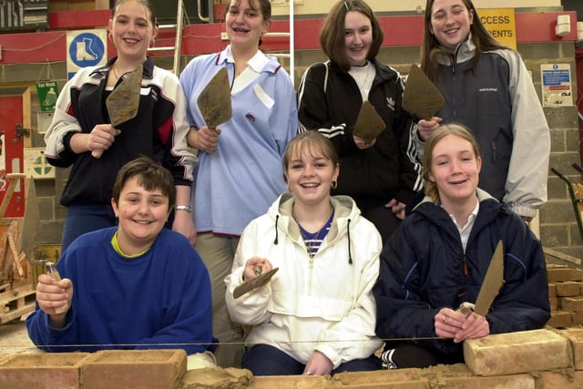 Female taster course in bricklaying, Sheffield College.School girls from around Sheffield who took part in the course in 2000