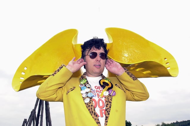 Monster Raving Loony Party election canidate Eddie Vee, dressed as Elvis, visited the Earth Centre, at Denaby ,  in 2000, and showed he was listening to the electorate when he posed with these gigantic "ears", which are part of the sensory trail at the centre.