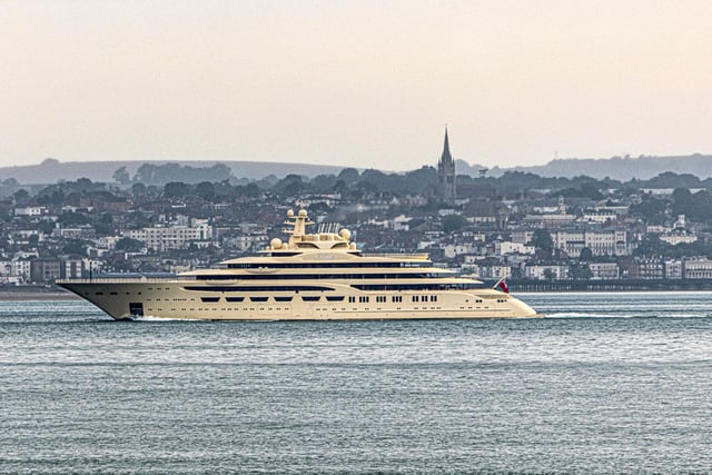 The super yacht was spotted in the Solent, it had been in port at Southampton arriving from Barcelona