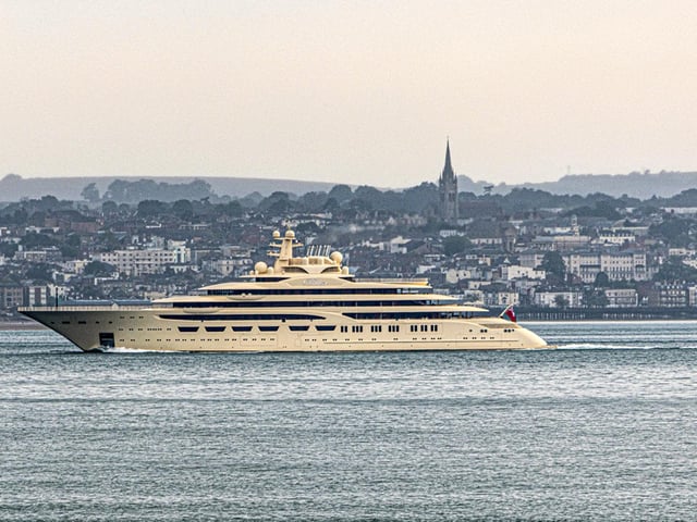 The super yacht was spotted in the Solent, it had been in port at Southampton arriving from Barcelona
