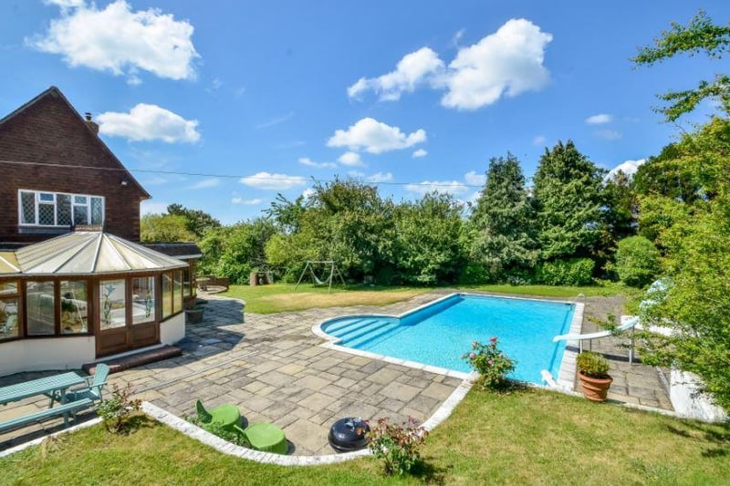 Green Dolphins is on sale for £1.6m in Portchester and comes with a heated outdoor swimming pool.