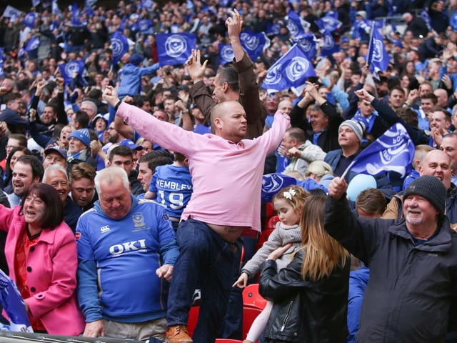 Pompey fans at Wembley for EFL Trophy final in 2019.