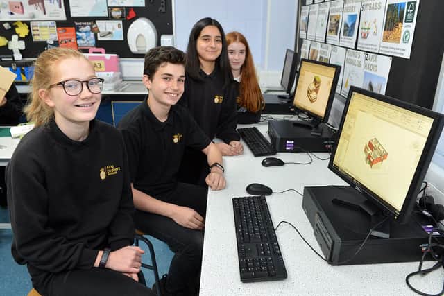 Design and Technology curriculum adapts at King Ecgbert School. Tilly Hilton and Elijah Toombs, Ayasha Khan and Grace Kirk finalists of the House of 2030 competition