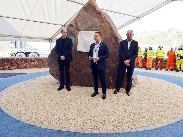 The Duke of Cambridge visits Tarmac's national skills and safety park to officially open the centre. The Duke of Cambridge unveil's the plaque with Martin Riley senior vice president Tarmac and Ken McNight director CRH group.