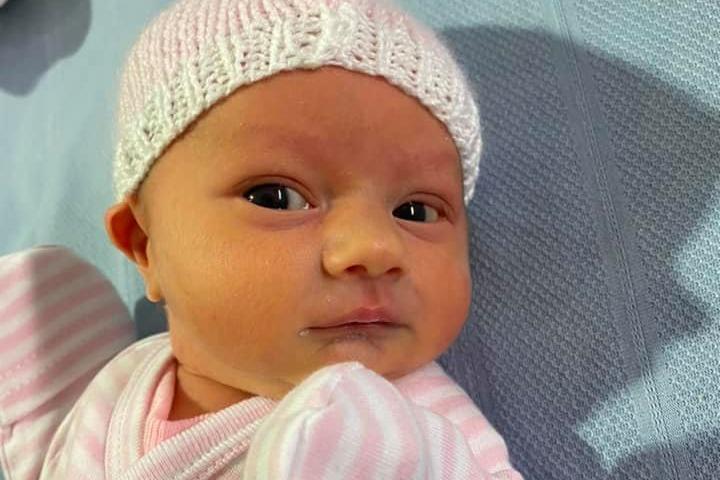 Bek Lapins, said: "Hallie Amira Dawson born 8/1/2021. She was born at 35 weeks by emergency."