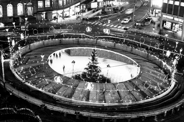 Christmas tree and illuminations in the 'Hole in the Road' in 1967