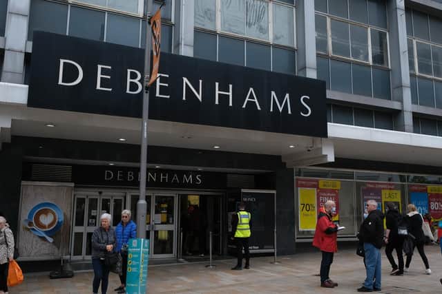 Debenhams store on The Moor in Sheffield on its last day of trading, almost exactly a year ago, May 15, 2021