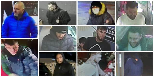 Police want to speak to all of the men pictured here, as part of ongoing crimnal investigations
