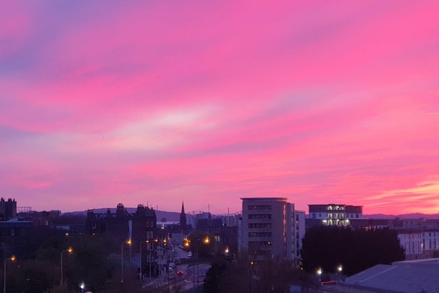 One photography enthusiast captured this amazing pink sky from the Leith/Newhaven area.