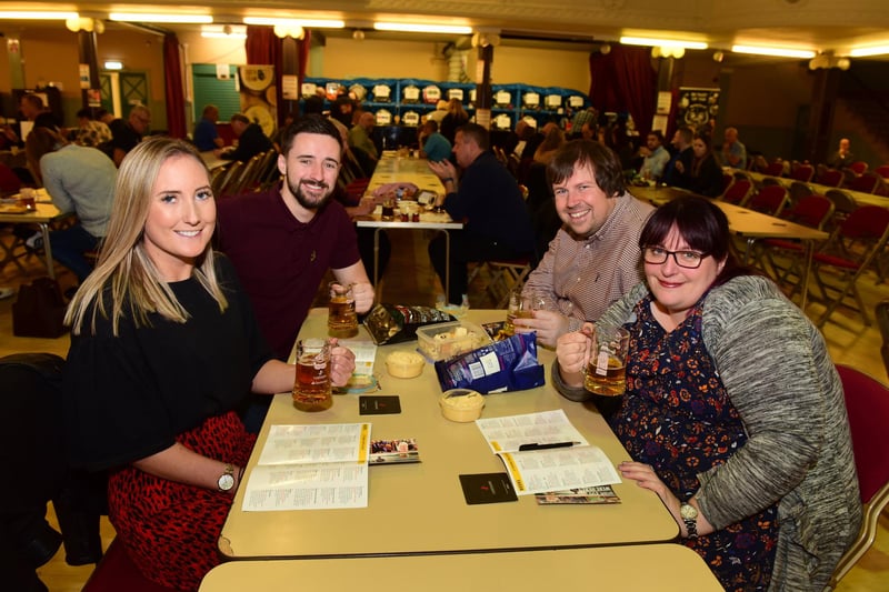 Pictured enjoying a pint at the Hartlepool Round Table Beer Festival were, left to right, Amy Mawdesley, Iain Fawcett, Adam Davison and Natasha Caden.