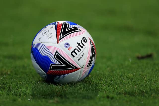 HUDDERSFIELD, ENGLAND - NOVEMBER 03: A general view of the Official Mitre Delta Max EFL match ball during the Sky Bet Championship match between Huddersfield Town and Bristol City at John Smith's Stadium.