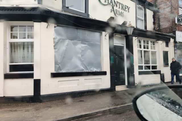 The Chantrey Arms was damaged in a crash in Woodseats, Sheffield, last night
