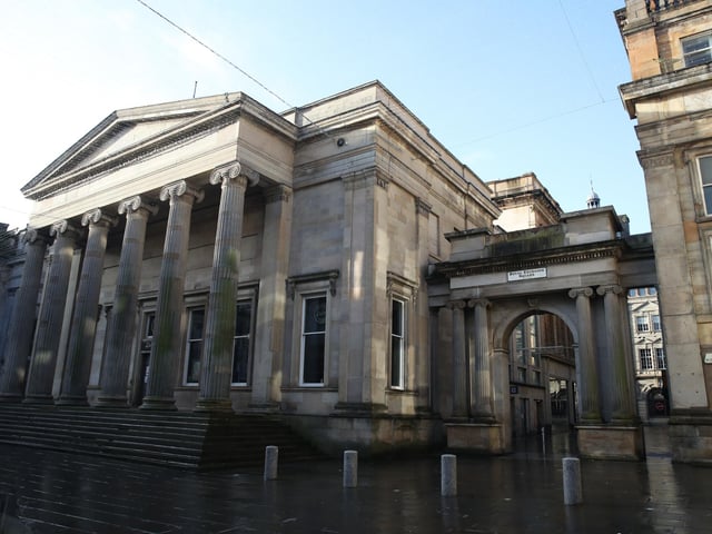 A quiet Royal Exchange Square in Glasgow.