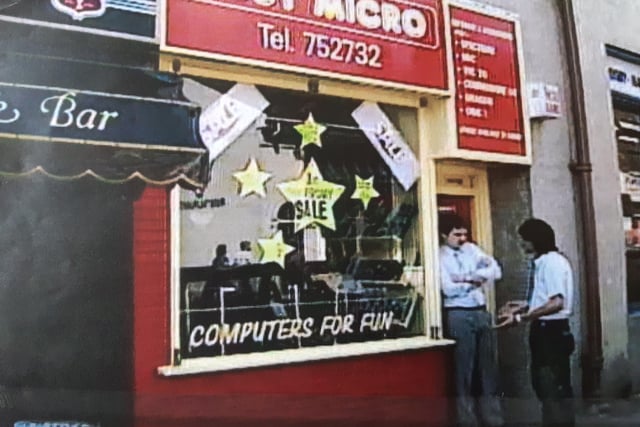 Just Micro, on Carver Street, was the main specialist computer games shop, a favourite with teenagers, where you could try before you buy. Still taken from the film From Bedroom to Billions.