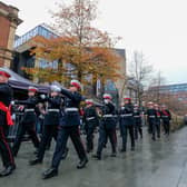 Remembrance Sunday parade and ceremony in Barkers Pool in Sheffield