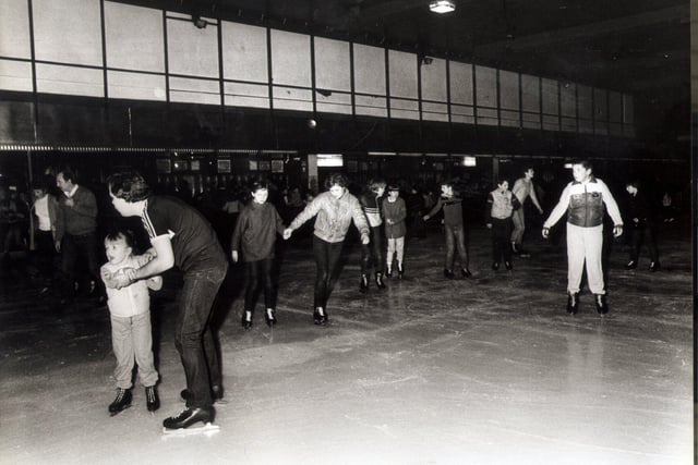 Silver Blades Ice rink, Sheffield. February 1984 attracted crowds to try ice skating