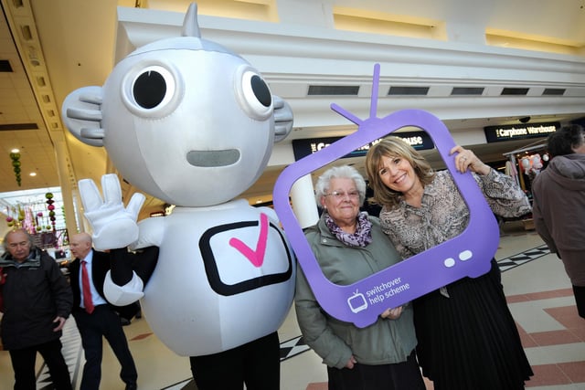Eileen Earle, 75, from Seaburn Dene was pictured with TV presenter Maggie Philbin, who was in the Bridges Shopping Centre helping to promote and give out information about the digital TV switchover. Does this bring back memories?