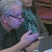 Sheffield Green Party councillor and teacher Coun Toby Mallinson speaking about his concerns over the academisation of two city special schools at a meeting of the councils finance committee. Picture: Sheffield Council webcast