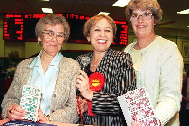 Rosie Winterton in 1997 when she was Labour's prospective candidate for the Doncaster central seat called the numbers at the Top Rank Social Club.