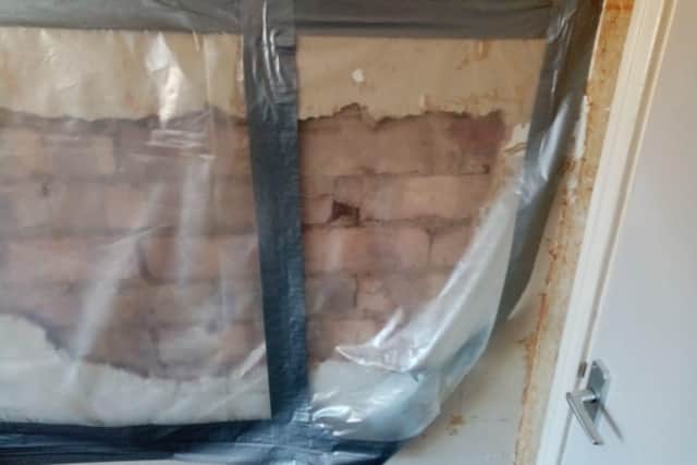 The Sheffield family said an engineer came to the property in April to fix a plastic sheet over the plaster.