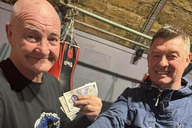Steve 'Pop' Haywood with Jamie Knight, a local undertaker who has donated £200 to help furnish the new gym.