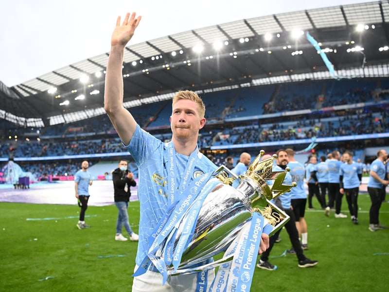 Overall team value: £1.1b. Most valuable player: Kevin de Bruyne (£107m). Number of players: 30. Average player value: £36.9m.