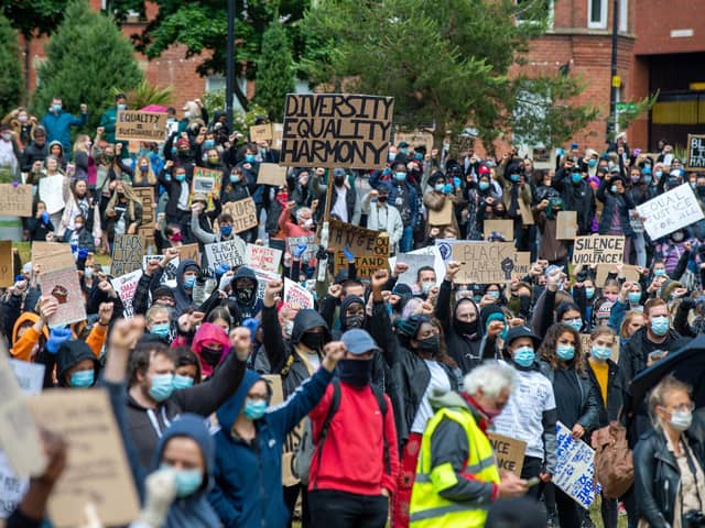 A Black Lives Matter rally in Sheffield in June